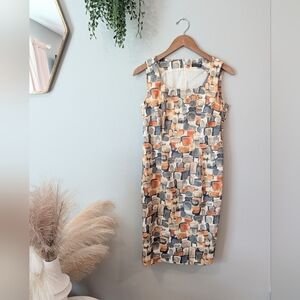 Peserico Geometric Patterned Midi Dress Sz 46